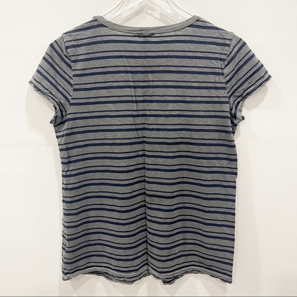 Splendid Short Sleeve Crewneck Stripe Tee Top T-Shirt Large Blue Grey - Picture 2 of 7